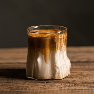 Tasse à café glacée style rétro japonais en verre haut de gamme, motif souche d'arbre, personnalisable, pour l'été - Product Image 2