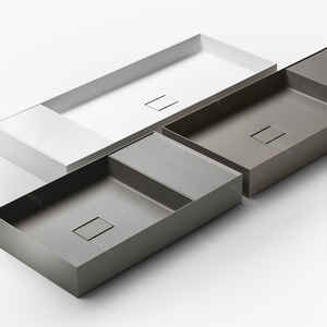 Lavabo rectangulaire à surface solide en pierre artificielle, nouveau design, vasque pour table, évier de salle de bains, 2020 - Product Image 1