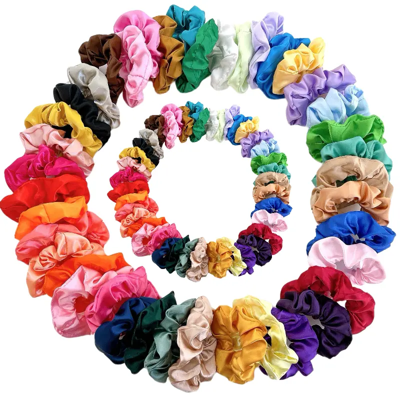 Thời Trang Mới Phụ Nữ Rắn Màu Tóc Scrunchies Phụ Kiện Vải Ban Nhạc Đàn Hồi Tóc Quan Hệ Satin Lụa Scrunchies Cho Cô Gái