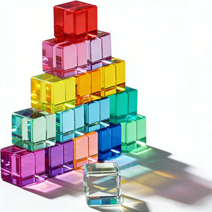 Blocs de pierres précieuses colorées personnalisées, cubes acryliques arc-<span class=keywords><strong>en</strong></span>-ciel, jouets sensoriels d'apprentissage des couleurs, des lumières et des ombres, jouets de construction <span class=keywords><strong>en</strong></span> empilage - Product Image 1
