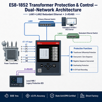 Relé de Protección de Transformadores EastSong ES8-1852 Trifásico con Doble Ethernet RS485 Modbus RTU/IEC 61850 y Red Redundante