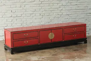 Hochglanz Massivholz rot Farbe handgemachte TV-Schrank