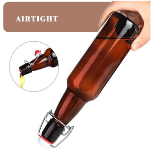 Bottiglia <span class=keywords><strong>di</strong></span> <span class=keywords><strong>Vetro</strong></span> per <span class=keywords><strong>Birra</strong></span> Fatta in Casa, Ermetica con Tappo a Molla, Ambra o Trasparente, 16 oz, 500ml, 330ml - Product Image 2