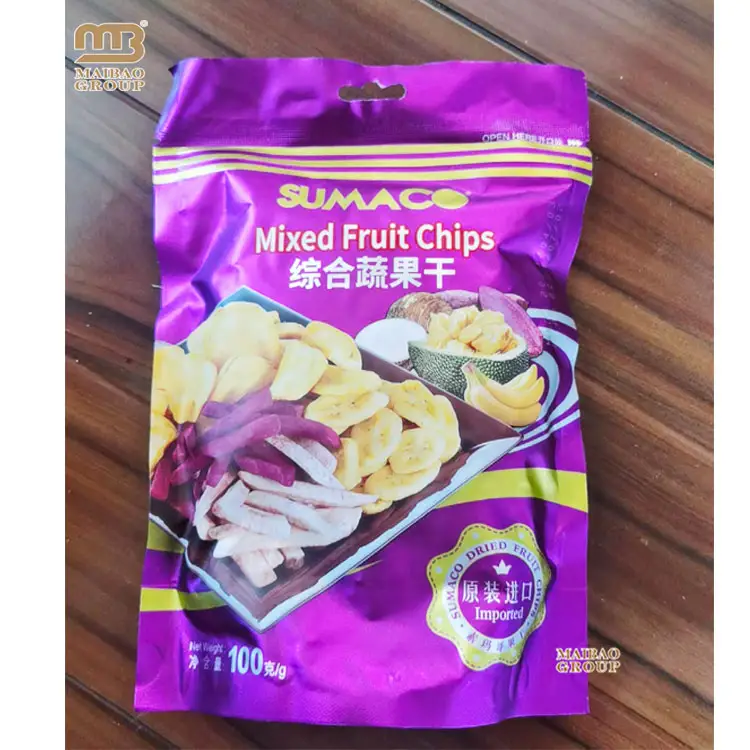 Custom Printed Plastic Banana Chips Packaging Bag Heat Seal Stand Up Pouches Snack Pouch Snack Food Bags, Banana Corn Food Pouch