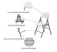 Chaises pliantes portables modernes blanches en plastique pour jardin, fêtes et événements, capacité 450 kg, idéales pour la location