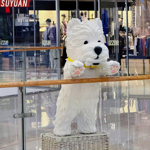 Patung Dekoratif Maskot Pusat Perbelanjaan Luar Ruangan Ramah Lingkungan, Ukuran Besar, Elegan, Terbuat dari Fiberglass, Buatan Tangan, Anjing West Highland - Product Image 4