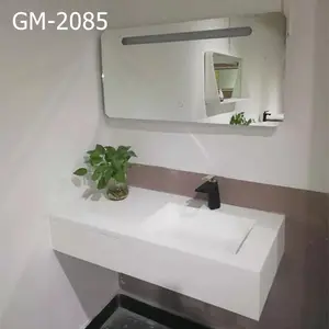 GeMei New Design Durable Convenient Resin Cultured Marble Wall-Hung Wash Basin Bathroom Sinks For Hotel
