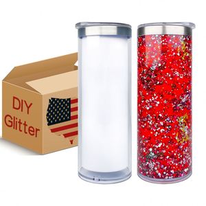 25Pcs Sublimation 20Oz <b>Snowglobe</b> Straight Glitter Soda Beer Snow Globe Tumbler Coffee Mug With Lid and Straw for Gifts - Product Image 1