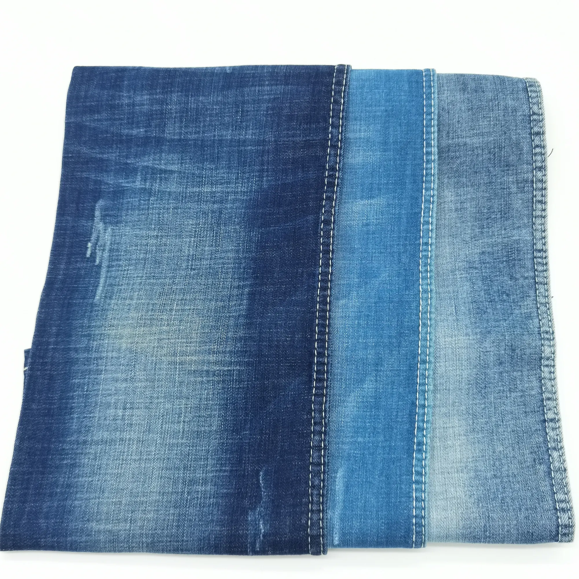 Grande spandex sarja meia peso denim tecido estoque para mulheres jeans