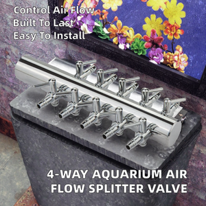 صمامات تدفق الهواء لأحواض السمك، موزع من الفولاذ المقاوم للصدأ، مقسم رباعي على شكل حرف T صديق للبيئة للاستخدام المكتبي والمنزلي - Product Image 2