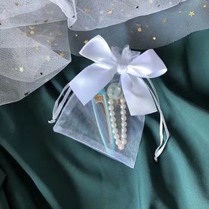 Tas hadiah <span class=keywords><strong>Organza</strong></span> ringan tas kantong <span class=keywords><strong>Organza</strong></span> tali serut Logo kustom untuk kemasan perhiasan - Product Image 6