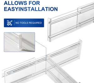 8包透明抽屉分隔器组织器<span class=keywords><strong>3.2</strong></span>英寸高可调可从11-21英寸塑料丙烯酸抽屉分隔器 - Product Image 3