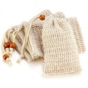 Wholesale Drawstring Exfoliating Bag Natural Sisal Soap Saver Pouch Mesh Soap Bar Bag for Shower Bathroom - Product Image 1