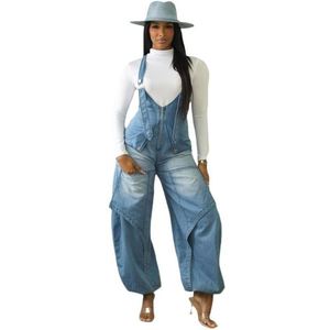 Jeans de Mezclilla Azul Curvados de Tiro Bajo, Estilo Urbano Americano - Product Image 5