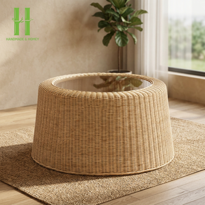 Table basse royale, moderne, élégante, en rotin, couleur marron, écologique, durable, meubles de salon - Product Image 1
