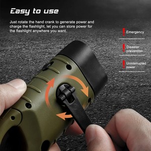 Torcia LED a manovella portatile con <span class=keywords><strong>luce</strong></span> solare per tenda, torcia di emergenza a lungo raggio per campeggio ed escursioni all'aperto - Product Image 4
