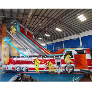 Castillo inflable gigante para niños, con tobogán inflable con forma de camión de bomberos, ideal para fiestas y eventos al aire libre. - Product Image 3