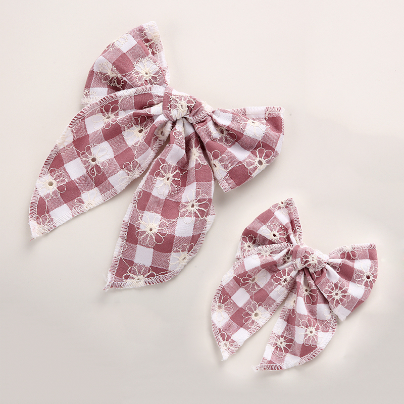 Dusty Pink Gingham Mamá y yo Hair Bow clips