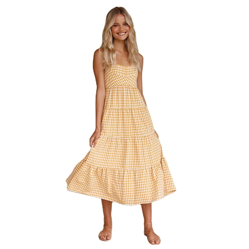ワンピース Lady Checkered Belted Midi Dress Lady Checkered Belted Midi Dress Sサイズ