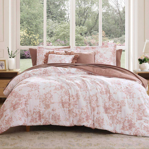 Juego de Edredón de Flores Botánicas Personalizado OEM ODM, 7 Piezas, Floral, para Todas las Estaciones, Ropa de Cama de Hotel de Lujo de Algodón con Sábanas de Algodón de 300 Hilos - Product Image 3