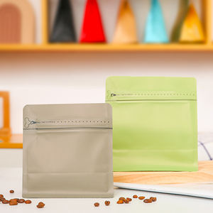 Sacs à café réutilisables en plastique <span class=keywords><strong>de</strong></span> qualité alimentaire avec fermeture éclair latérale, fond plat et valve, 250g, 500g, 1000g, en stock usine - Product Image 3