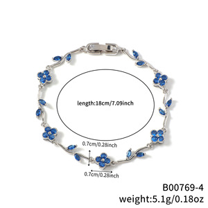 Nouveau design de bijoux de luxe, <span class=keywords><strong>bracelet</strong></span> Iced Out ZC, plaqué <span class=keywords><strong>or</strong></span> 18 carats, zircon coloré, <span class=keywords><strong>bracelet</strong></span> en forme de fleur à quatre feuilles pour femmes - Product Image 6
