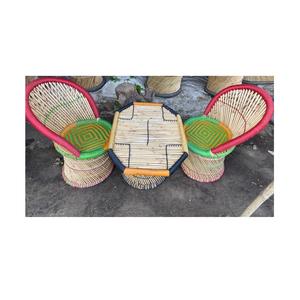 Ensemble de tabourets et de chaises en bambou, dernier modèle, housse amovible, design d'accentuation, apparence moderne pour la chambre à coucher, l'entrée, le salon, le restaurant - Product Image 3