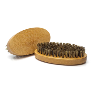 Vendita calda eco-friendly all'ingrosso manico in legno naturale setole di cinghiale spazzola per barba Set pettine per barba toelettatura Kit per gli uomini - Product Image 5