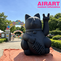 Chat porte-bonheur gonflable noir de 4 m pour l'entrée d'un centre commercial, ballon gonflable Chat porte-bonheur pour idées de décoration de fête en extérieur