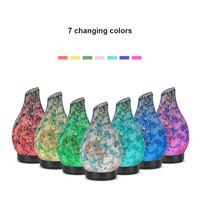 Humidificateur ultrasonique turc en verre mosaïque de 200 ml, lampe de table, diffuseur d'huiles essentielles avec 7 modes d'éclairage LED couleur, veilleuse
