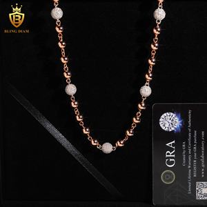 8mm personalizzato ghiacciato fuori palla con perline lunghe collana in <span class=keywords><strong>argento</strong></span> 925 catene in oro rosa per gli uomini Rapper moda gioielli Hip Hop - Product Image 1