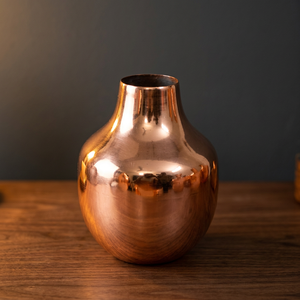 <b>Copper</b> Plated Iron Tabletop <b>Vase</b>-Lightweight Luxury Design for Parties - Product Image 1