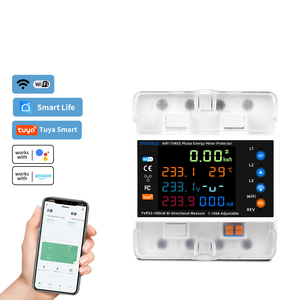 Compteur d'énergie intelligent bidirectionnel Tuya WiFi 3P 100A, interrupteur relais triphasé 100A, protecteur de tension LCD, limiteur de courant TVPS - Product Image 1