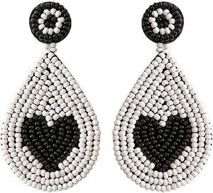 Pendientes bohemios con cuentas hechos a mano con diseño de corazón, cuentas de semillas, borlas, declaración, colgante, regalo de fiesta para mujer - Product Image 5