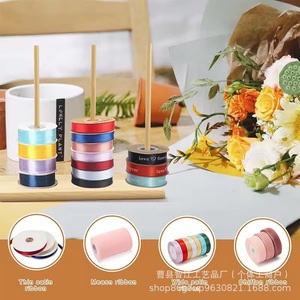 Wooden ribbon display rack, <b>desktop</b> ribbon organizer, sewing thread spool rack, ribbon rack for cake shops and flower shops - Product Image 2