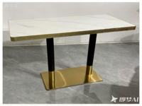 Table de restaurant carrée pour restauration rapide, en acier inoxydable avec plateau en marbre, moderne, durable, pour extérieur, salle à manger, salon, hôtel