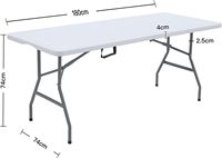 Promotion Table pliante en plastique blanc de 6 pieds (180 cm) pour fêtes, mariages, événements en plein air, dîners