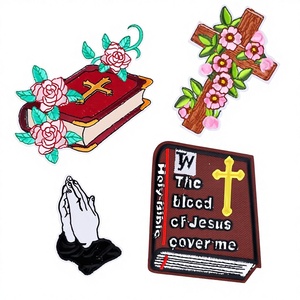 Parche Bordado con Hilo <span class=keywords><strong>de</strong></span> Poliéster para Computadora Duoku, Accesorios para Prendas, Formas <span class=keywords><strong>de</strong></span> <span class=keywords><strong>Cruz</strong></span>/Biblia/Manos en Oración - Product Image 1