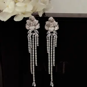 gold plated top quality fashion earrings for women crystal fashion jewelry unique earrings for women 2023 luxury gold plated pea