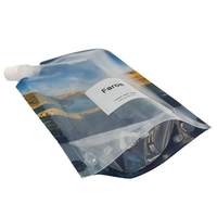 Pochette transparente en plastique avec impression double face, à fond plat, avec bec verseur pour l'emballage de savon liquide pour les mains, sac de 414 ml