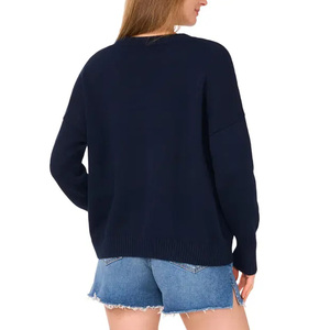 Vente en gros 100% coton <span class=keywords><strong>pull</strong></span> marine pour femmes avec motif <span class=keywords><strong>drapeau</strong></span> américain col rond broderie personnalisée <span class=keywords><strong>drapeau</strong></span> de haute qualité OEM/ODM - Product Image 3