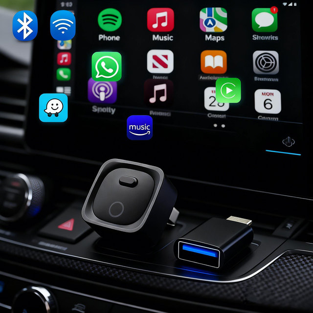 Mini Design Wireless Android Auto No Latency Wireless Carplay Android Auto Mirrorlink USB for iPhone & Android Cars