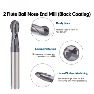 High Precision 2Flute HRC65 Shock Resistant Ballnose Tungsten Steel <strong>End</strong> <strong>Mill</strong> for Multi Rigid Steel Machining Applications - Product Image 3