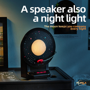 Lampe de chevet moderne à LED avec double haut-parleur sans fil à diaphragme ABS, contrôle central, décoration de chambre à coucher, lumière colorée à intensité variable - Product Image 3