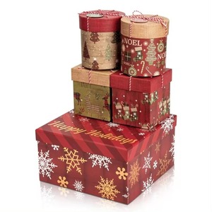 Deluxe round square <b>Christmas</b> party <b>gift</b> packaging with covered hard cardboard <b>box</b>, customizable according to needs - Product Image 2
