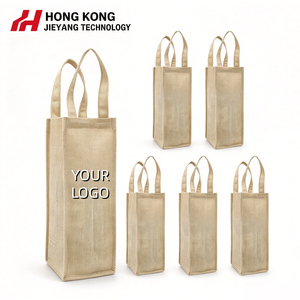 High Quality Eco Friendly Christmas Housewarming <b>Gift</b> PVC clear and Jute Fabric Recycled Tote 1 <b>Bottles</b> Wine <b>Bags</b> for Packaging - Product Image 1