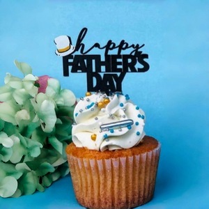 Adornos para Cupcakes de Acrílico Negro Reutilizables y Ecológicos para el Día del Padre, Decoración para Pastel del Mejor Papá para el Día del Padre - Product Image 2