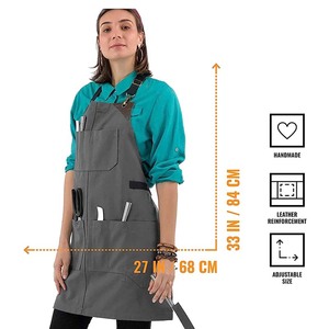 Tablier d'outil de <span class=keywords><strong>barman</strong></span> de boucher de gril de chef réglable masculin et féminin renforcé de cuir de toile résistant - Product Image 3
