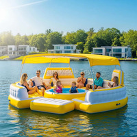 Parc aquatique flottant gonflable, combo d'attractions aquatiques, plateforme de ponton gonflable avec tente et trampolines intégrées
