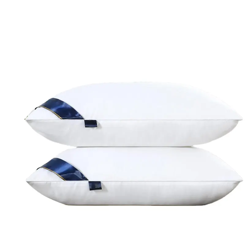 100% cotone cuscino camera da letto letto sonno cuscino cervicale cuscino medio-alto nucleo smerigliato addensato autolavaggio copripiumino bianco